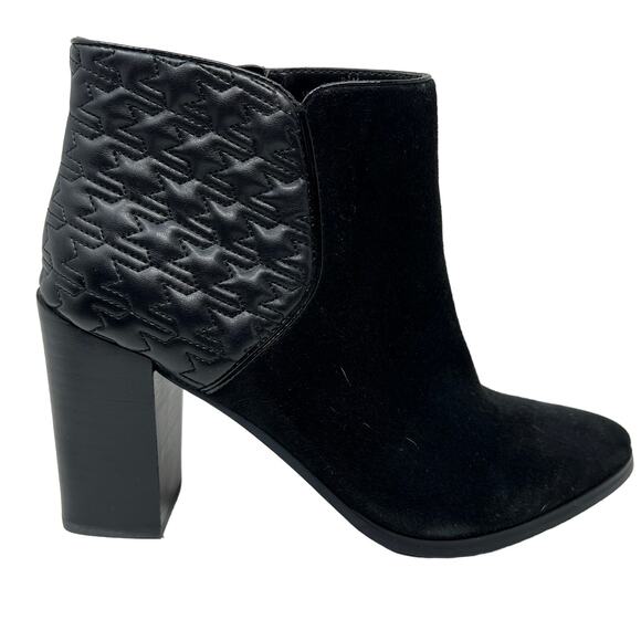NEW! Nine West Side Zip Suede Boot Bootie Casual Black Quilted - 9.5 - Picture 1 of 8
